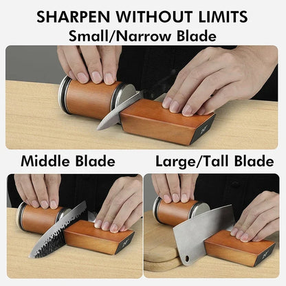 Sharpening small, middle and large blades on the magnetic block
