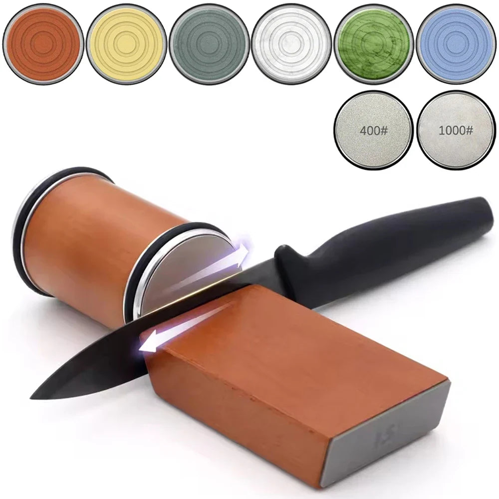 Anglewood rolling knife sharpener with magnetic angle block