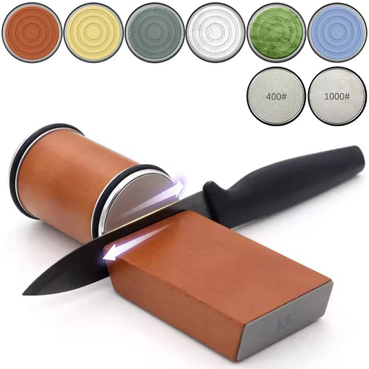 Anglewood rolling knife sharpener with magnetic angle block