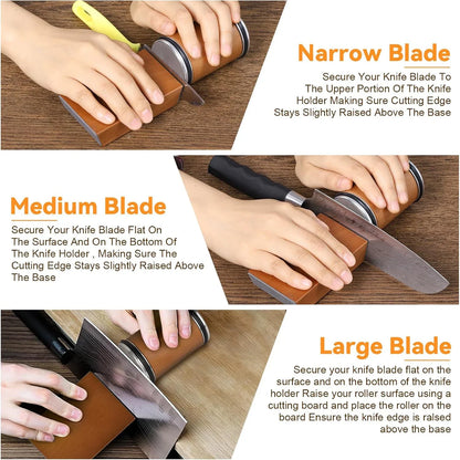 How to place narrow, medium and large blades on the block